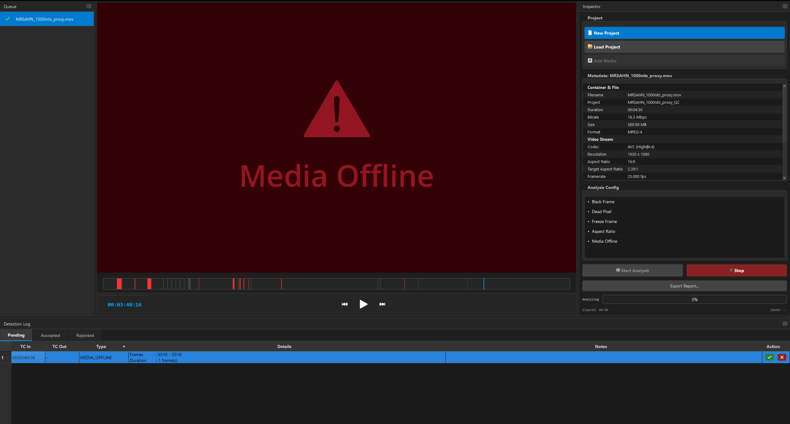 Timeline Error Inspection